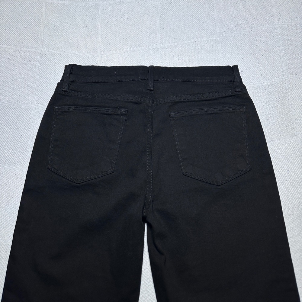NEW FRAME Le High Straight Jeans Womens 28 Glitter Velour Stripe Raw Hem Black - Picture 9 of 15